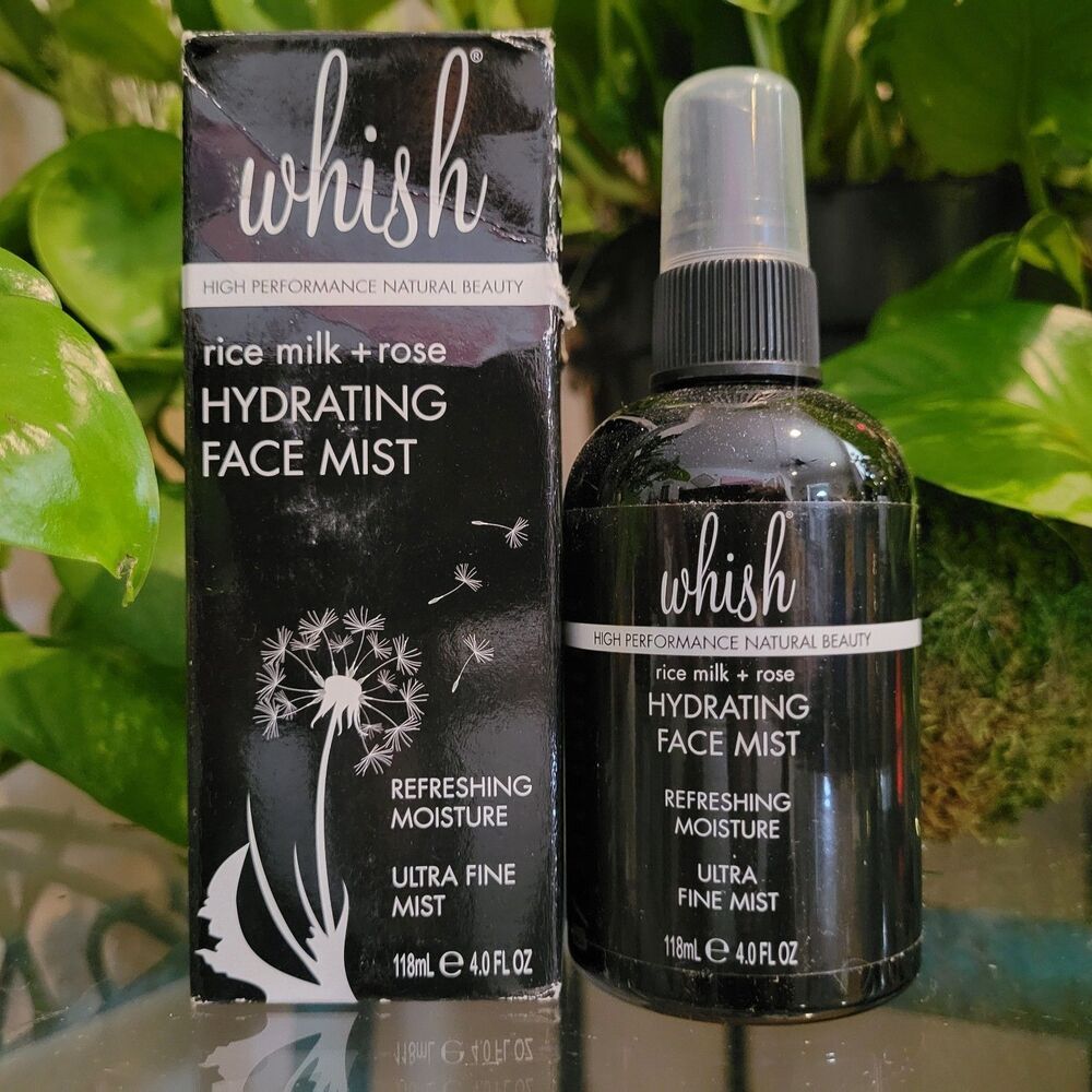 Whish Hydrating Face Mist Rice Milk Rose Rosewater Makeup Setting Spray Glow 4oz